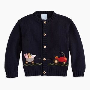 bella bliss Navy Cardigan with Animal Train Design